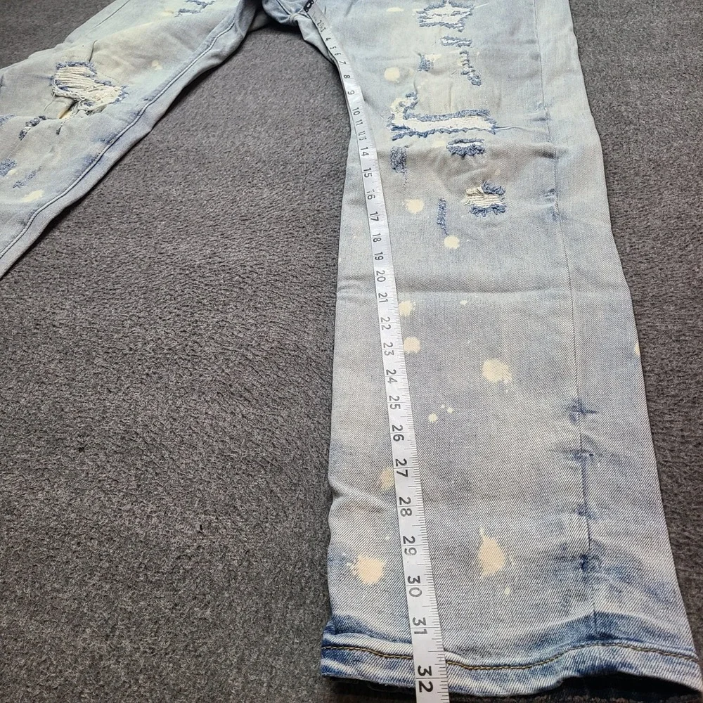 DAMATI Jeans Mens W38 Light Wash Distressed Paint‎ Splatter Denim Straight Fit